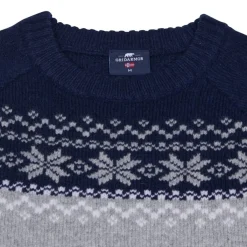 Gridarmor Women’s Snøkrystall Round Neck Ullgenser Light Grey/Dark Navy/White