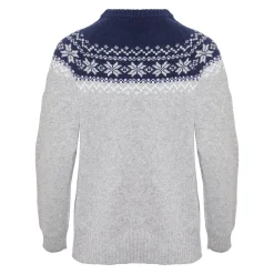 Gridarmor Women’s Snøkrystall Round Neck Ullgenser Light Grey/Dark Navy/White