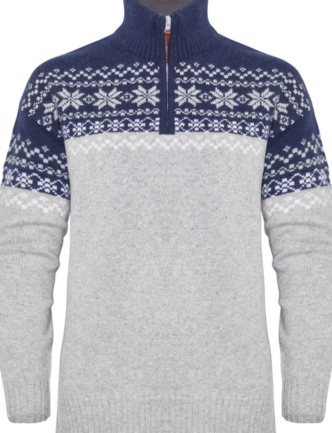 Gridarmor Women's Snøkrystall Half Zip Ullgenser Light Grey/Dark Navy/White