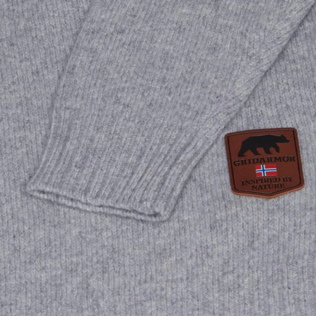 Gridarmor Women's Snøkrystall Half Zip Ullgenser Light Grey/Dark Navy/White