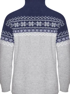 Gridarmor Women's Snøkrystall Half Zip Ullgenser Light Grey/Dark Navy/White