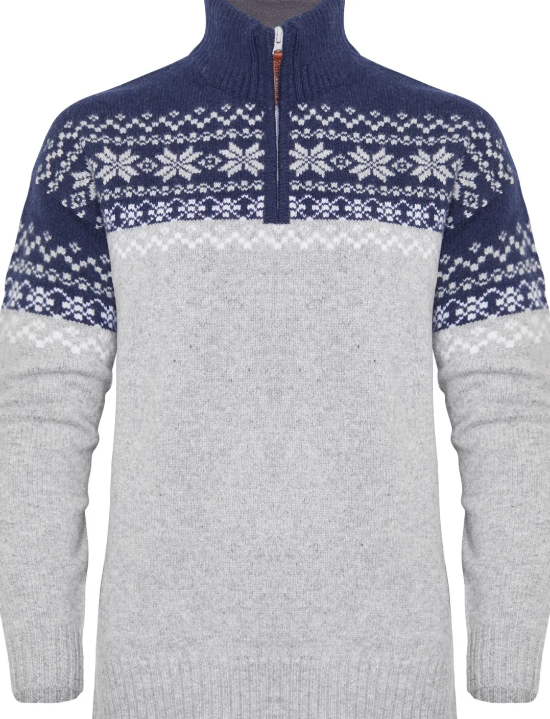 Gridarmor Women's Snøkrystall Half Zip Ullgenser Light Grey/Dark Navy/White