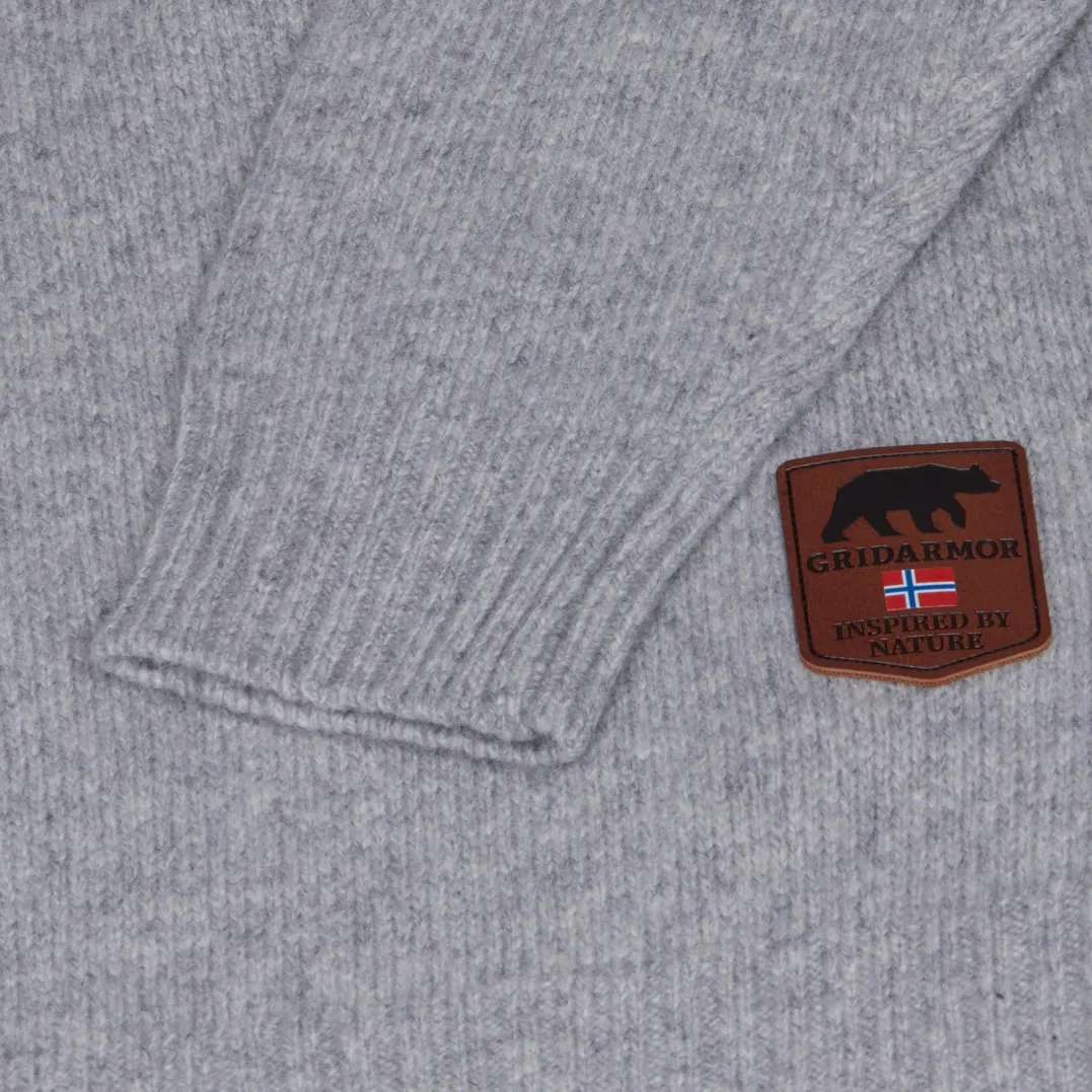 Gridarmor Women's Snøkrystall Half Zip Ullgenser Light Grey/Dark Navy/White
