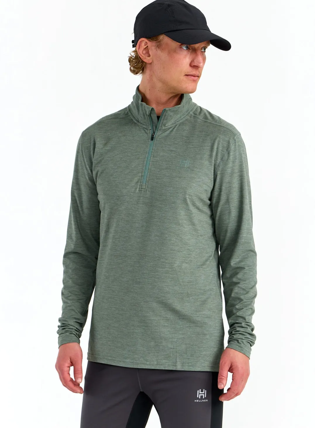 Hellner Nunis Halfzip Ls Tee Men Laurel Wreath Melange