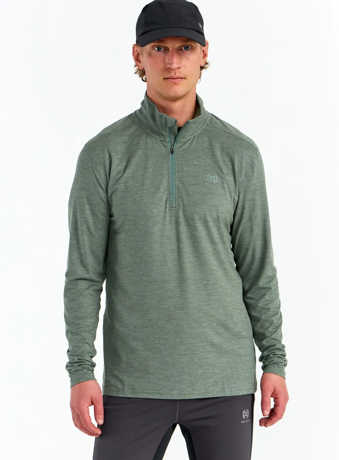 Hellner Nunis Halfzip Ls Tee Men Laurel Wreath Melange