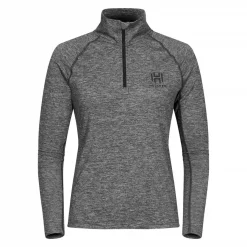 Hellner Nunis Halfzip Ls Tee Wmn Black Beauty Melange