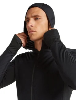 Icebreaker Men Merinoblend300 Realfleece™ Descend Ls Zip Hoodie Black
