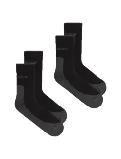 Icebreaker Men Merino Hike+ Light Crew 2 Pack Black/obsidian