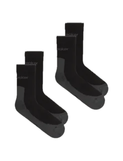 Icebreaker Men Merino Hike+ Light Crew 2 Pack Black/obsidian