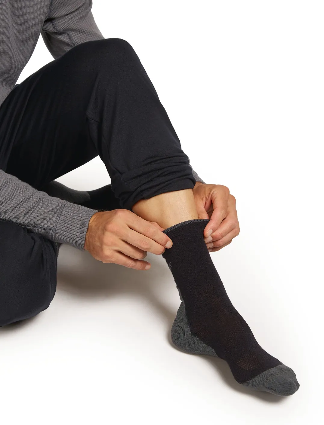 Icebreaker Men Merino Hike+ Light Crew Black/obsidian