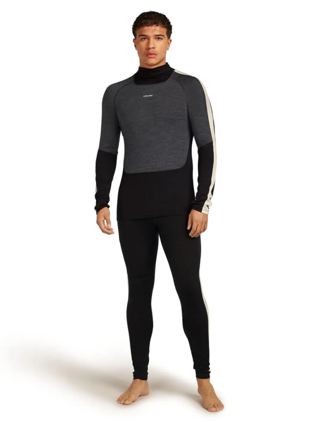 Icebreaker Men Merino 200 Oasis+ Ls High Neck Black/jet Hthr/undyed/cb