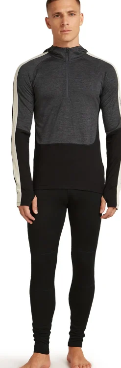 Icebreaker Men Merino 200 Oasis Ls Half Zip Hoodie Black/jet Hthr/undyed/cb