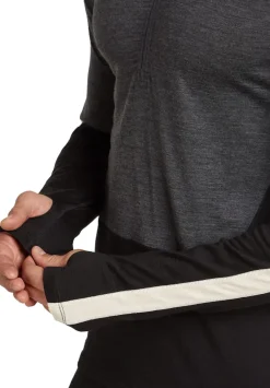 Icebreaker Men Merino 200 Oasis Ls Half Zip Hoodie Black/jet Hthr/undyed/cb