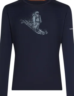 Icebreaker Men's Merino 200 Oasis Long Sleeve Crewe Skiing Yeti Midnight Navy