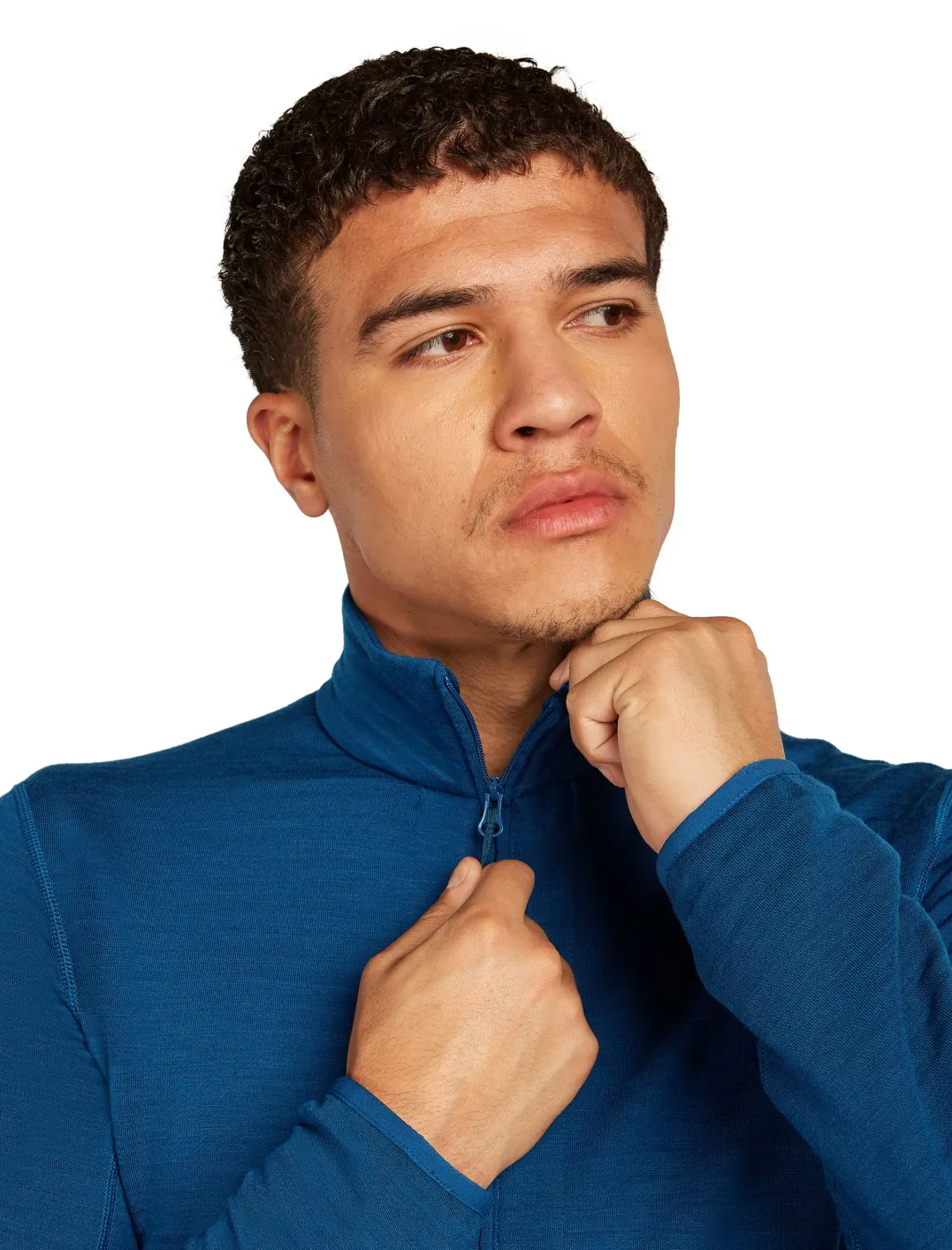 Icebreaker Men's Merino 400 Realfleece Descender Longsleeve Zip Atlantis