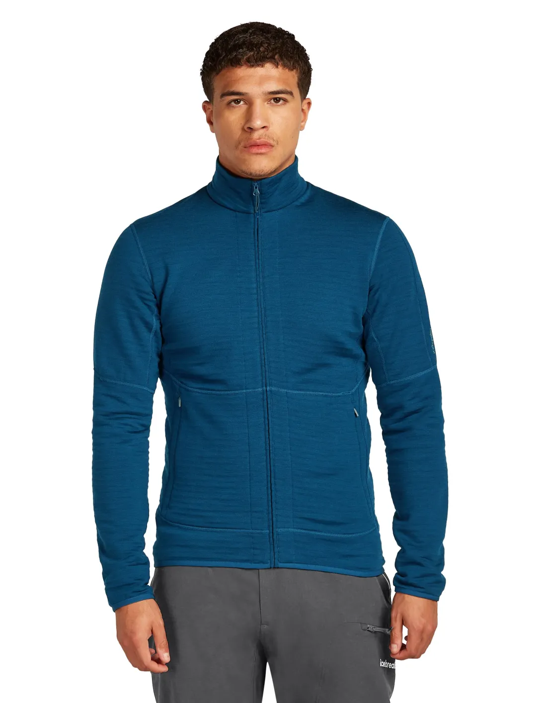 Icebreaker Men's Merino 400 Realfleece Descender Longsleeve Zip Atlantis