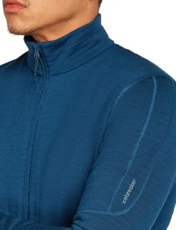 Icebreaker Men's Merino 400 Realfleece Descender Longsleeve Zip Atlantis