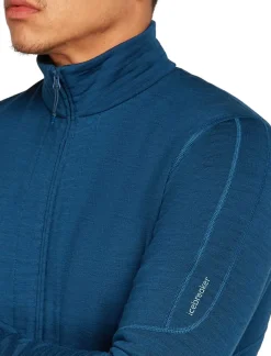 Icebreaker Men's Merino 400 Realfleece Descender Longsleeve Zip Atlantis