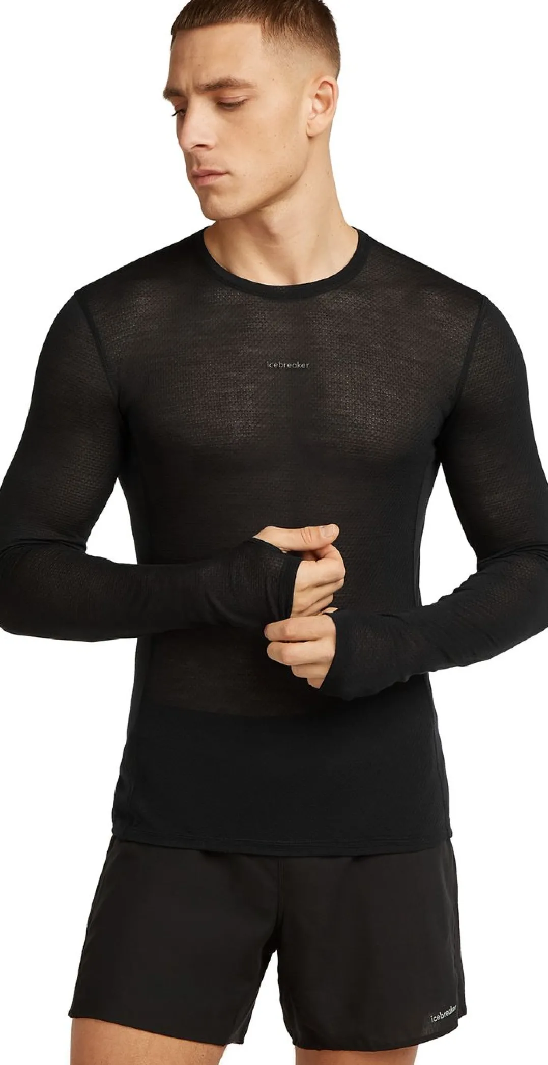 Icebreaker M Mer 75 Cool-Lite Featherlight Ls Crewe Black