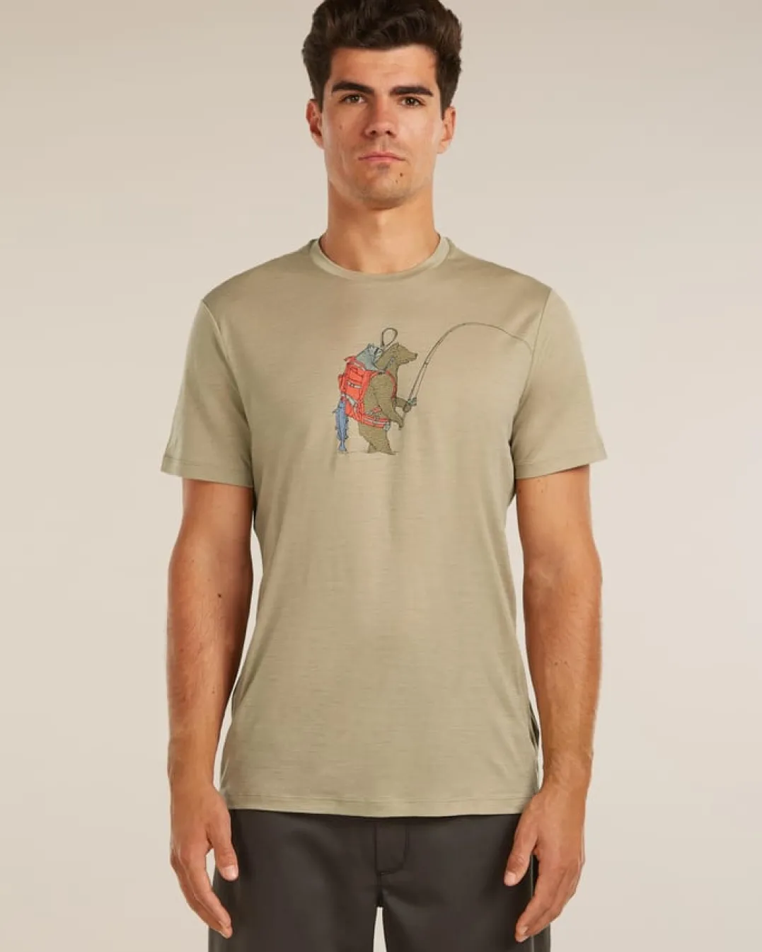 Icebreaker M Mer 150 Tech Lite Ss Tee Bear Catch Dk Loden