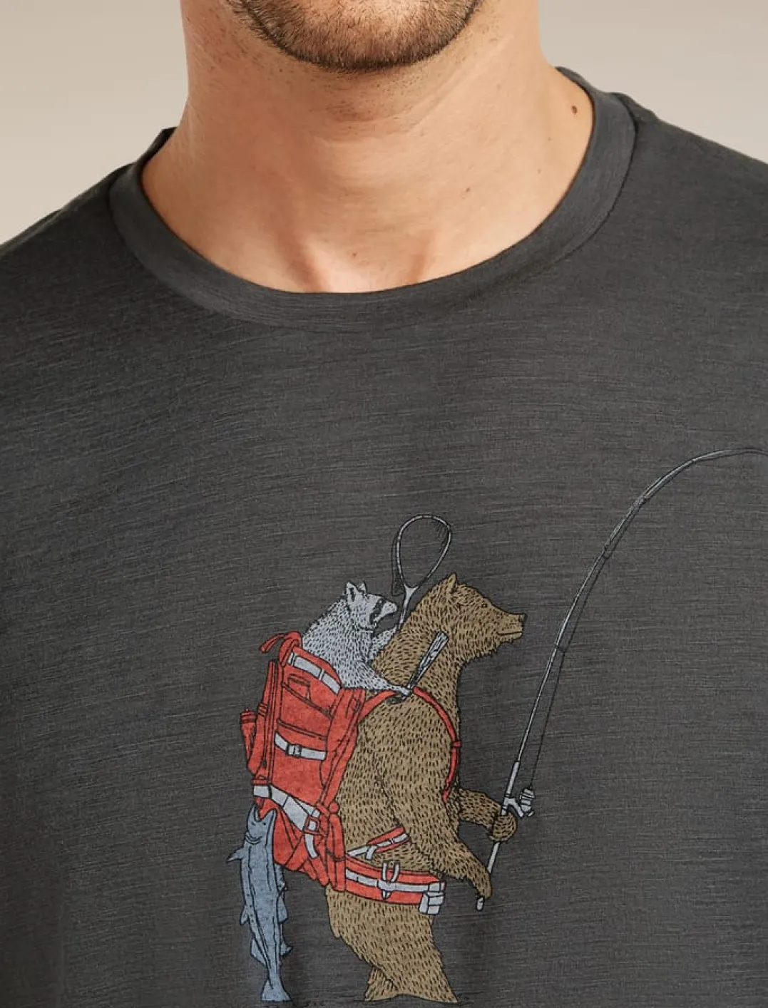 Icebreaker M Mer 150 Tech Lite Ss Tee Bear Catch Abyss