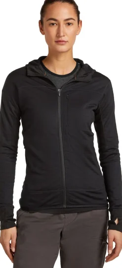 Icebreaker Women Merino Blend 300 Realfleece™ Descender Ls Zip Hoodie Black