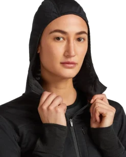 Icebreaker Women Merino Blend 300 Realfleece™ Descender Ls Zip Hoodie Black