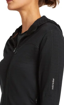 Icebreaker Women Merino Blend 300 Realfleece™ Descender Ls Zip Hoodie Black