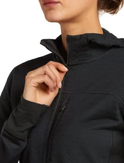Icebreaker Women Merino Blend 300 Realfleece™ Descender Ls Zip Hoodie Black