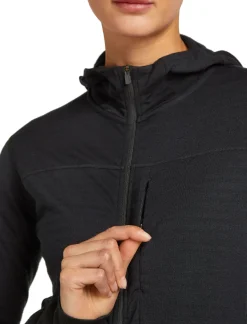 Icebreaker Women Merino Blend 300 Realfleece™ Descender Ls Zip Hoodie Black
