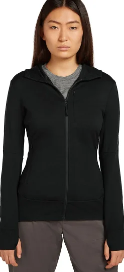 Icebreaker Women's Merino 260 Quantum Iv Longsleeve Zip Hoodie Black