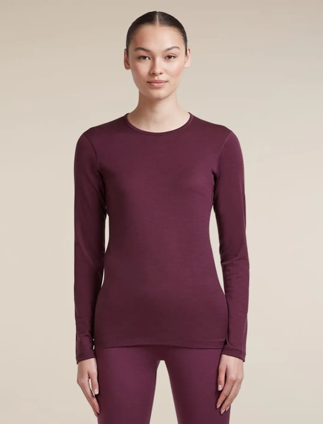 Icebreaker Women's 200 Oasis Long Sleeve Crewe Dk Berry