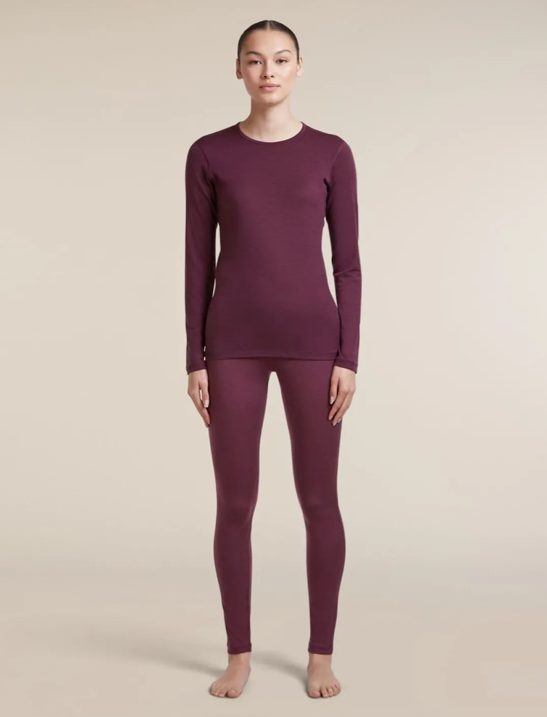 Icebreaker Women's 200 Oasis Long Sleeve Crewe Dk Berry