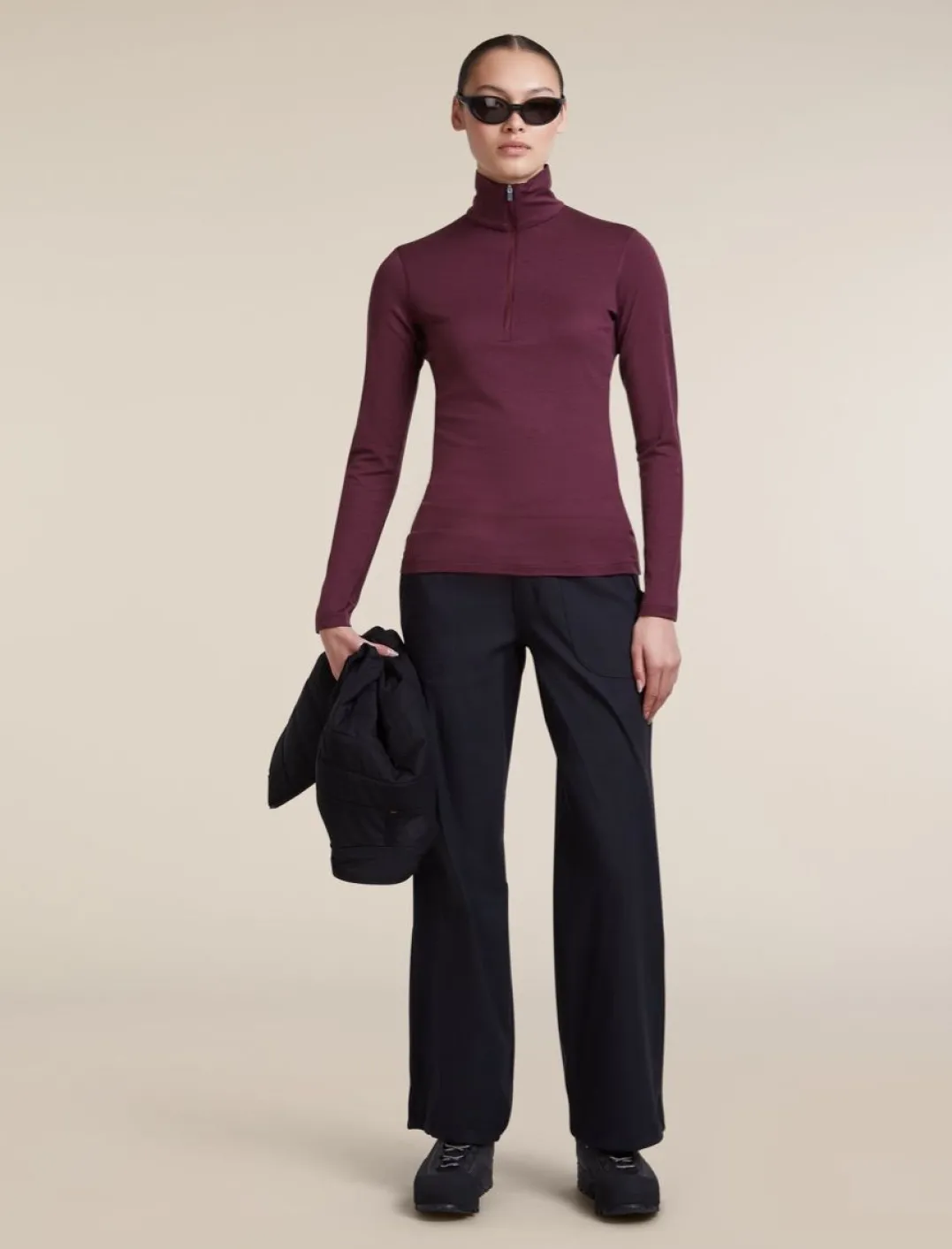 Icebreaker Women's 200 Oasis Long Sleeve Crewe Dk Berry