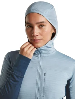 Icebreaker Wom Mer300 Realfleece Desc Ls Zip Hoo Dawn/zincblue/cb