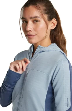 Icebreaker Wom Mer300 Realfleece Desc Ls Zip Hoo Dawn/zincblue/cb
