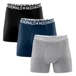 Muchachomalo 1132 COTTON BOXER 3PK BLACK/BLUE/GREY MEL.
