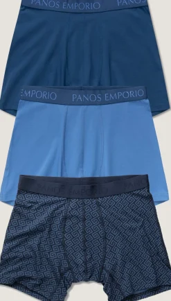Panos Emporio PE 3PK BASE BAMBOO BOXER Poseidon/high Tide/blue Meander
