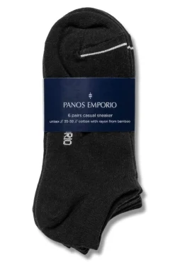 Panos Emporio 6pk Unisex Cotton Casual Sneaker Liner BLACK