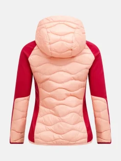 Peak Performance W Helium Down Hybrid Hood Peach Fuzz/tech Burgundy/
