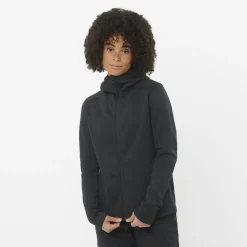 Salomon Women's Outline Warm Midfleece Hoody Deep Black
