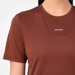 Salomon Women's Shkout Core Short Sleeve Tee Burnt Umber