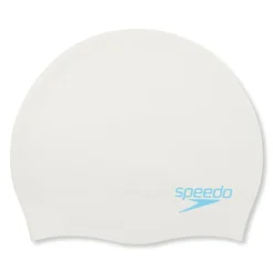 Speedo Plain Moulded Silicone Cap Junior White/Blue
