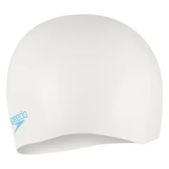 Speedo Plain Moulded Silicone Cap Junior White/Blue