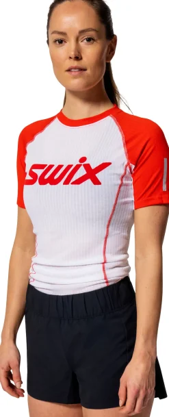 Swix Women's Roadline RaceX Short Sleeve Bright White/Fiery Red