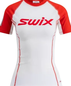 Swix Women's Roadline RaceX Short Sleeve Bright White/Fiery Red