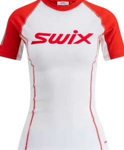 Swix Women's Roadline RaceX Short Sleeve Bright White/Fiery Red
