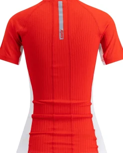 Swix Women's Roadline RaceX Short Sleeve Bright White/Fiery Red