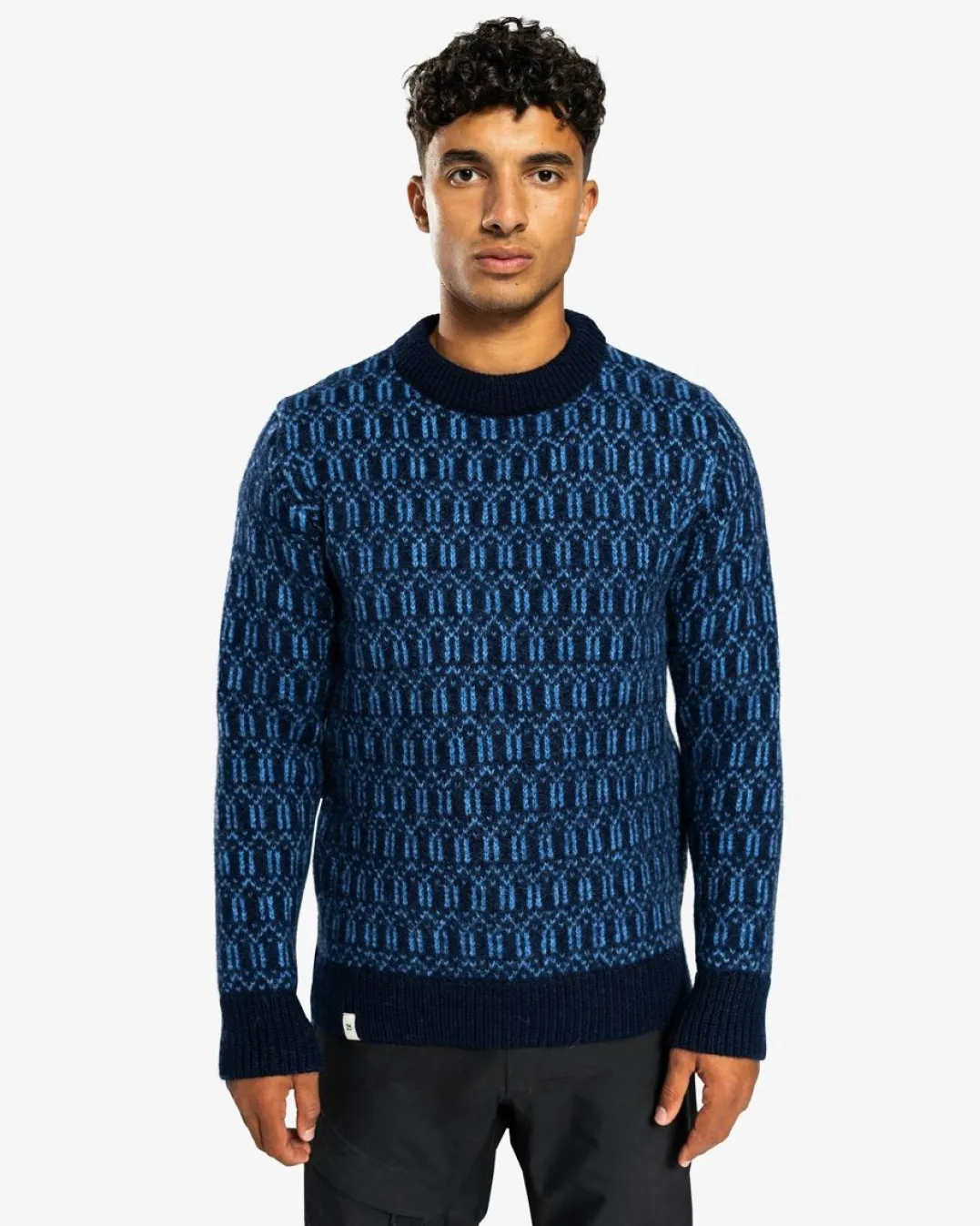 Ulvang Echo Crew Sweater Mens Navy Blue/Provence Blue