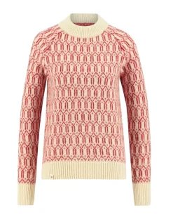 Ulvang Echo Mock Neck Sweater Womens Off White/Chilli Pepper